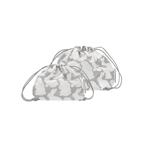 Little Gray Bunnies ripstop plump pouch by Kitty Bunny Pony