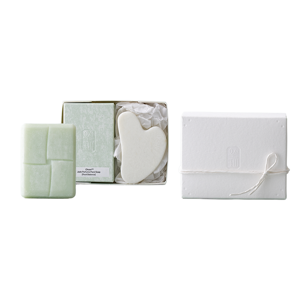 White jade soap and guasha ritual set by Oksan