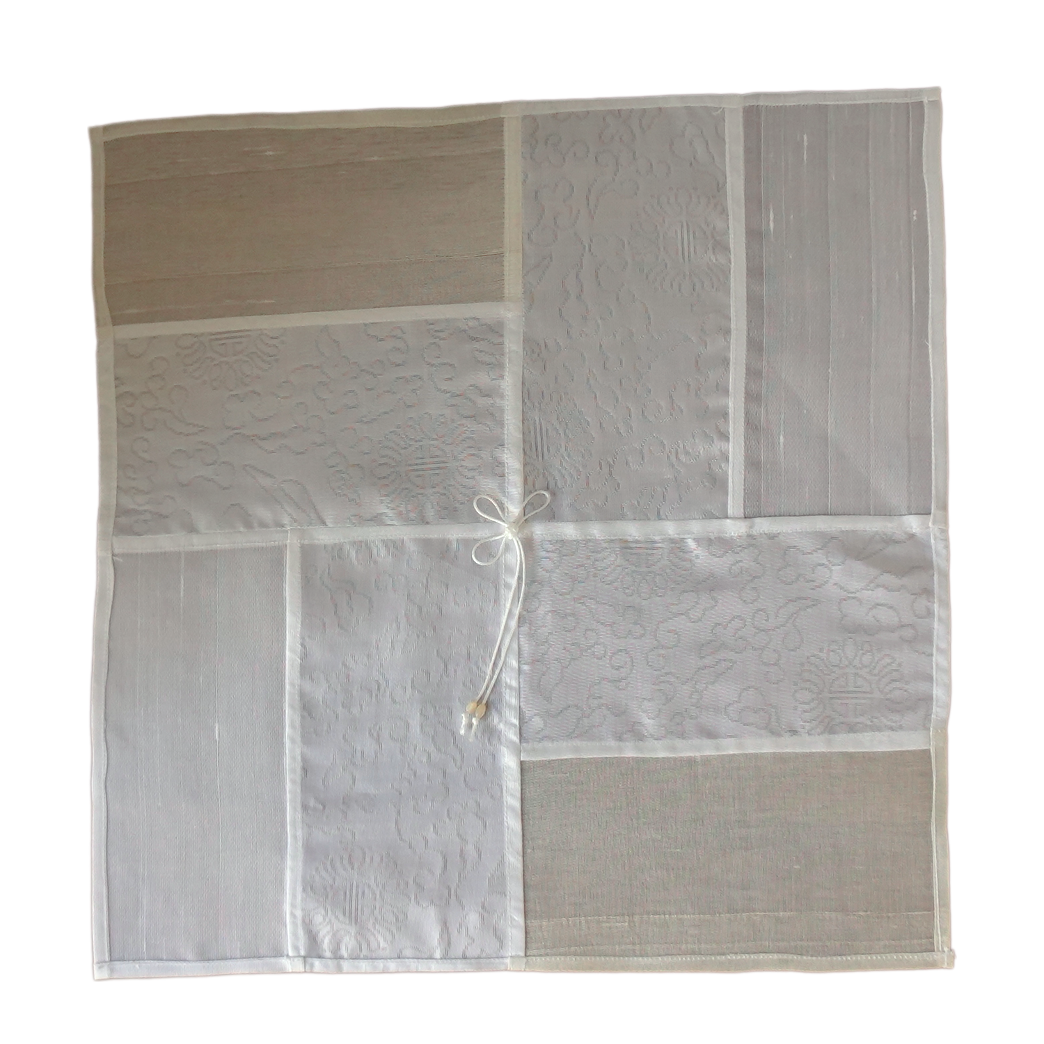 Jogakbo Silk Table Cover by Yuree — hand-pieced Korean silk patchwork, 30x30cm