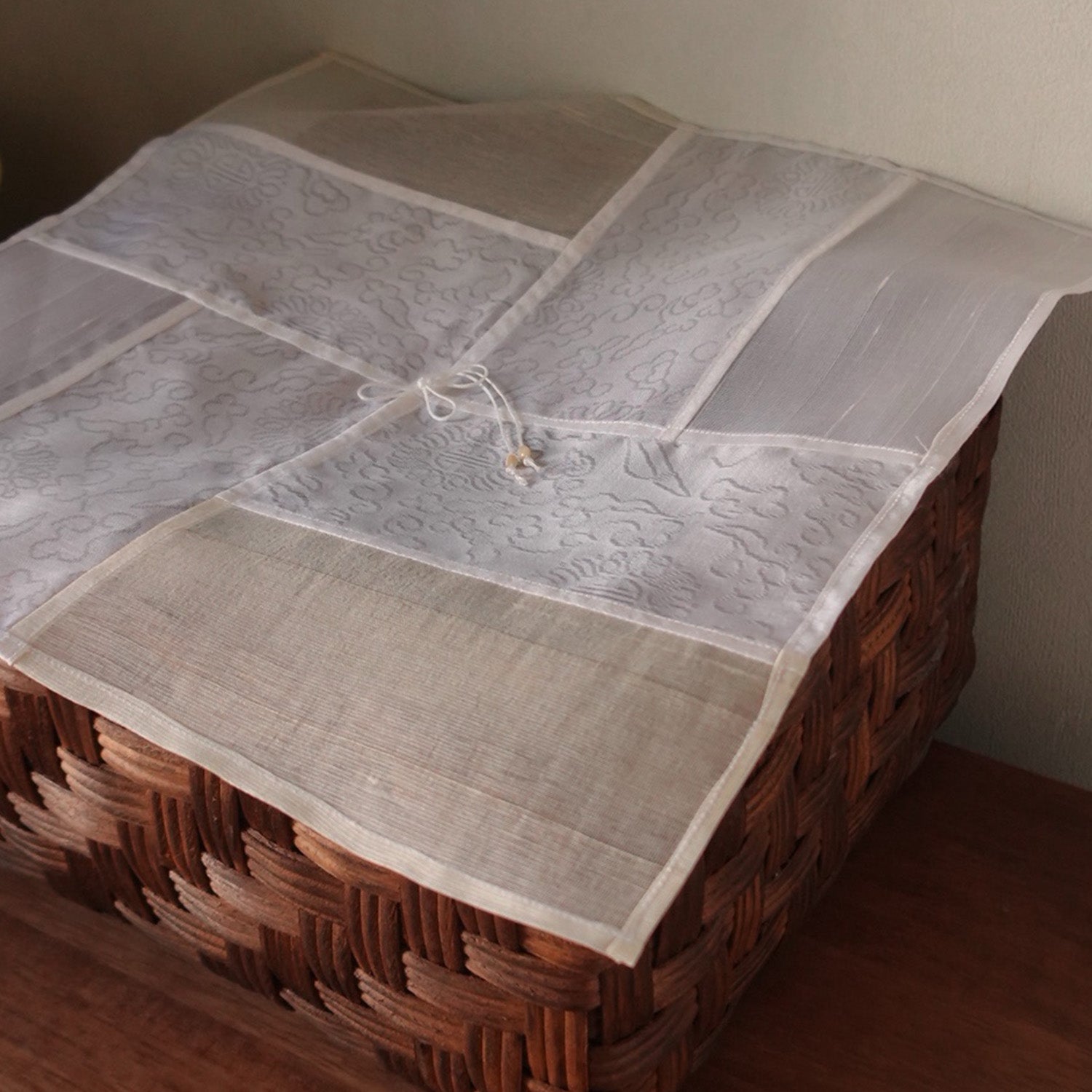 Jogakbo Silk Table Cover by Yuree — hand-pieced Korean silk patchwork, 30x30cm