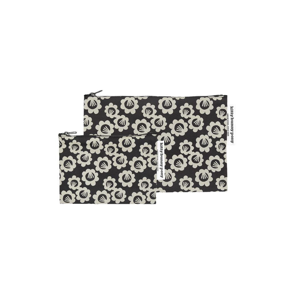 Black Pansy flat pouch by Jessica Nielsen for Kitty Bunny Pony