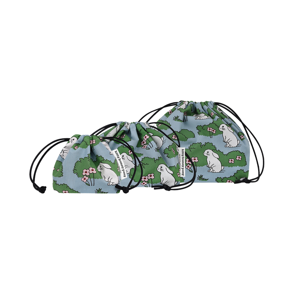 Grove Bunny plump drawstring pouch in sky blue by Kitty Bunny Pony