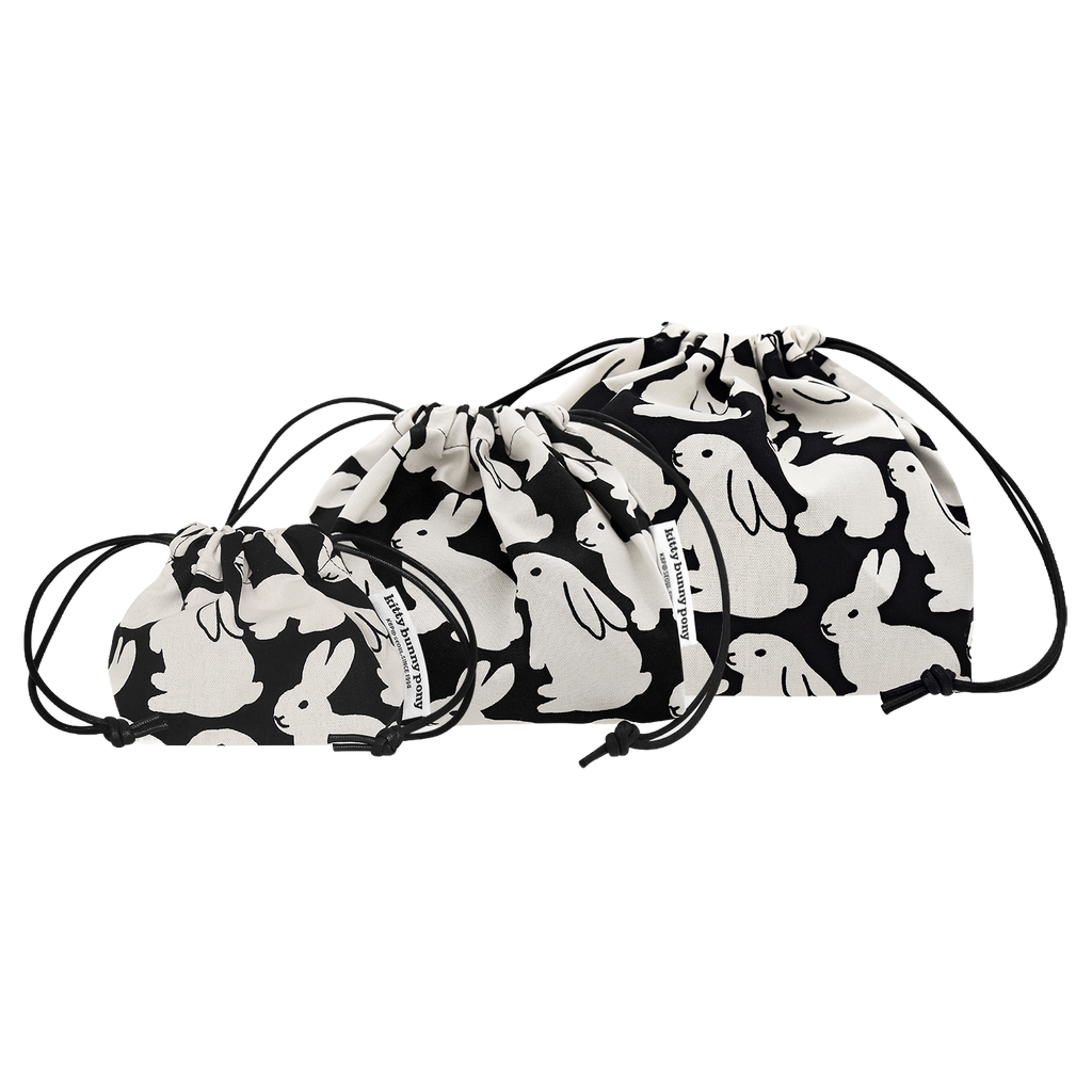 Little Black Bunnies ripstop plump pouch by Kitty Bunny Pony