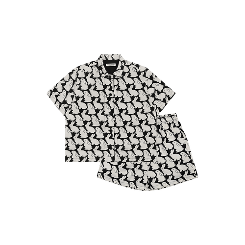 Plain Little Bunnies Short Sleeve Pajama Set Black