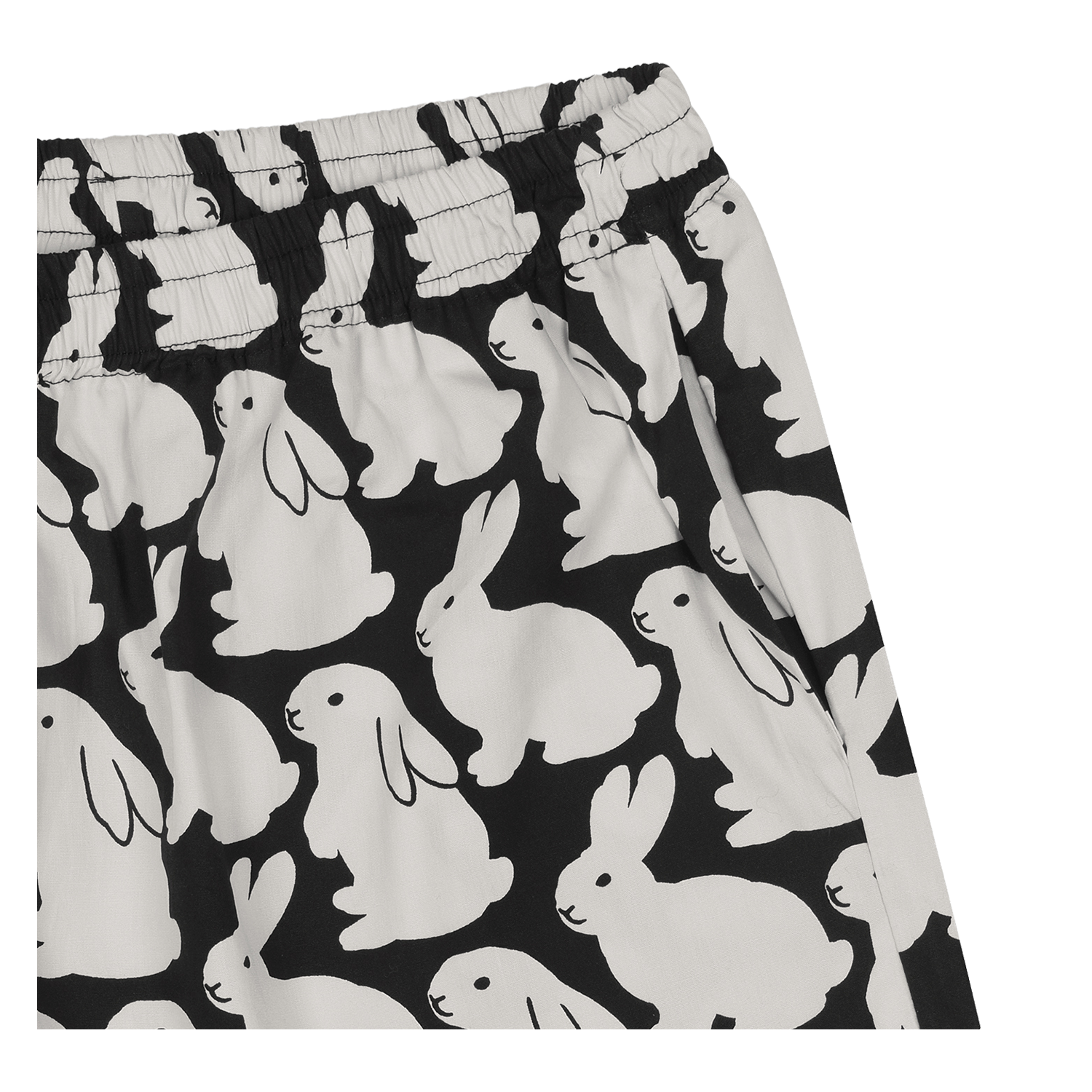 Pajama Set Plain Little Bunnies Long Sleeve Black