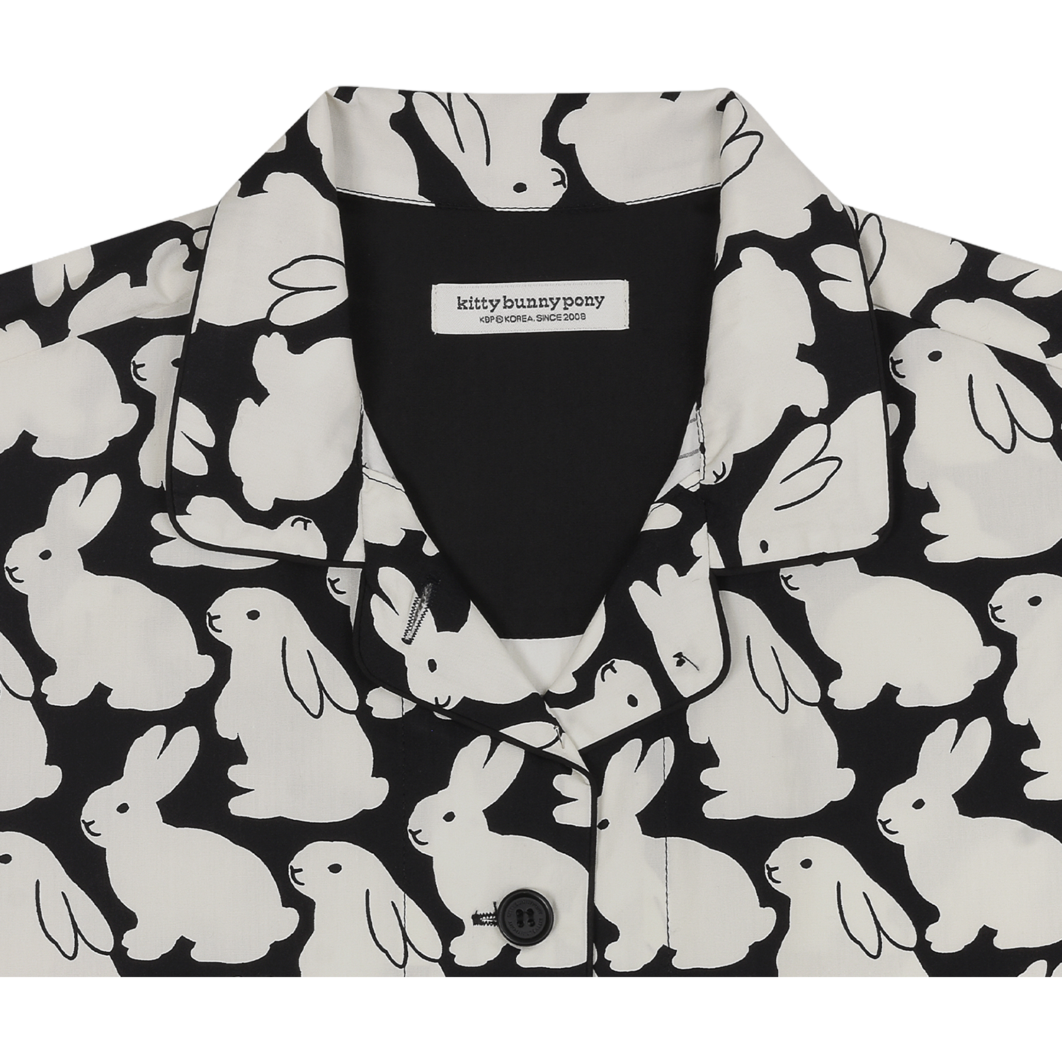 Pajama Set Plain Little Bunnies Long Sleeve Black