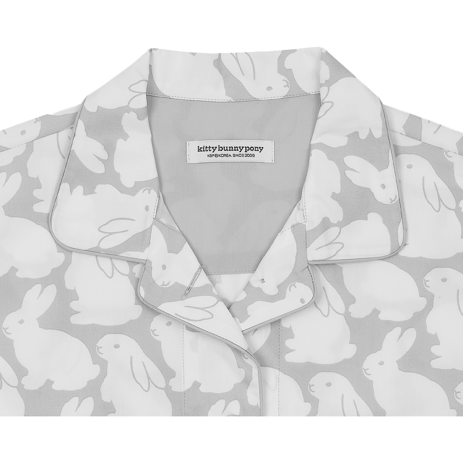 Pajama Set Plain Little Bunnies Long Sleeve Grey