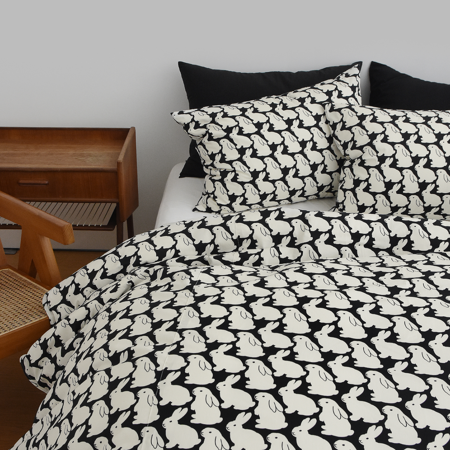 Pillowcase Plain Little Black Bunnies