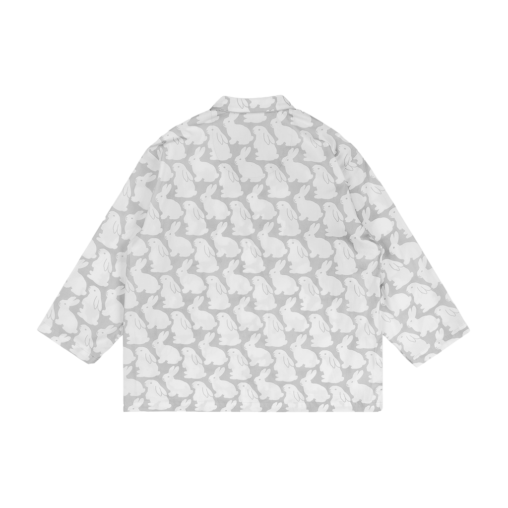 Pajama Set Plain Little Bunnies Long Sleeve Grey