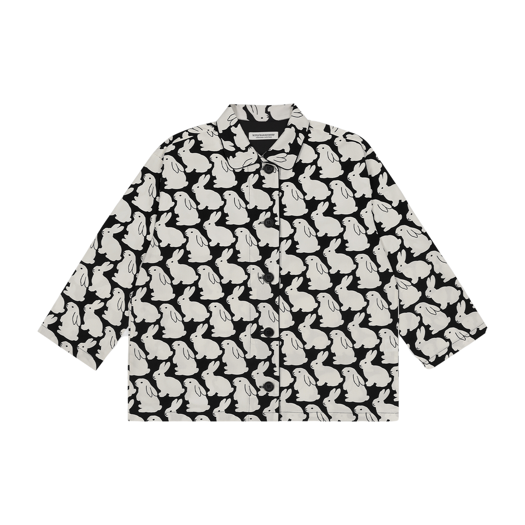 Pajama Set Plain Little Bunnies Long Sleeve Black