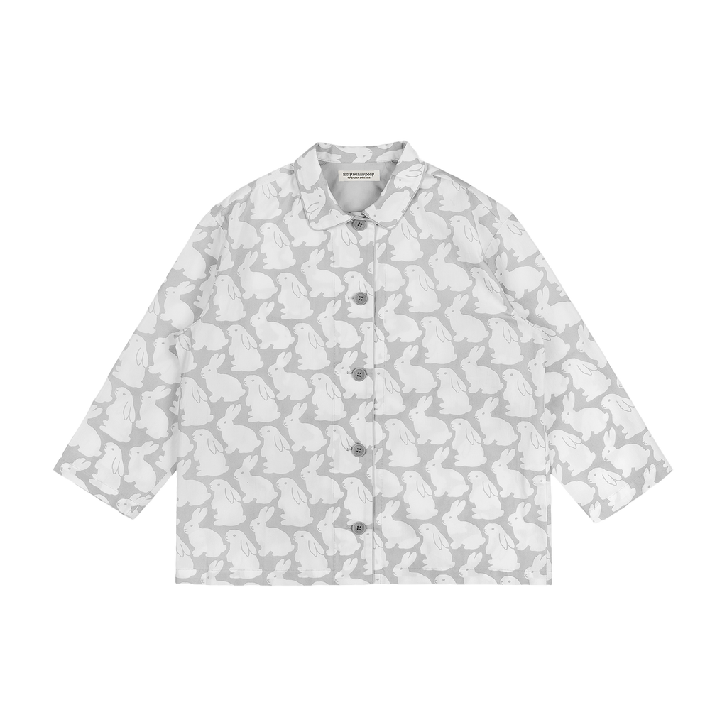 Pajama Set Plain Little Bunnies Long Sleeve Grey