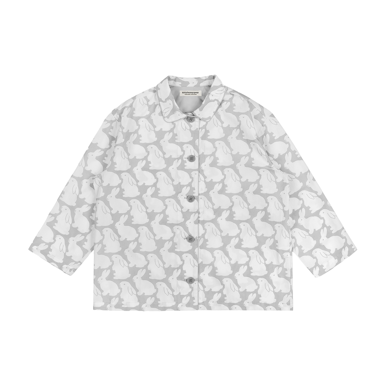 Pajama Set Plain Little Bunnies Long Sleeve Grey