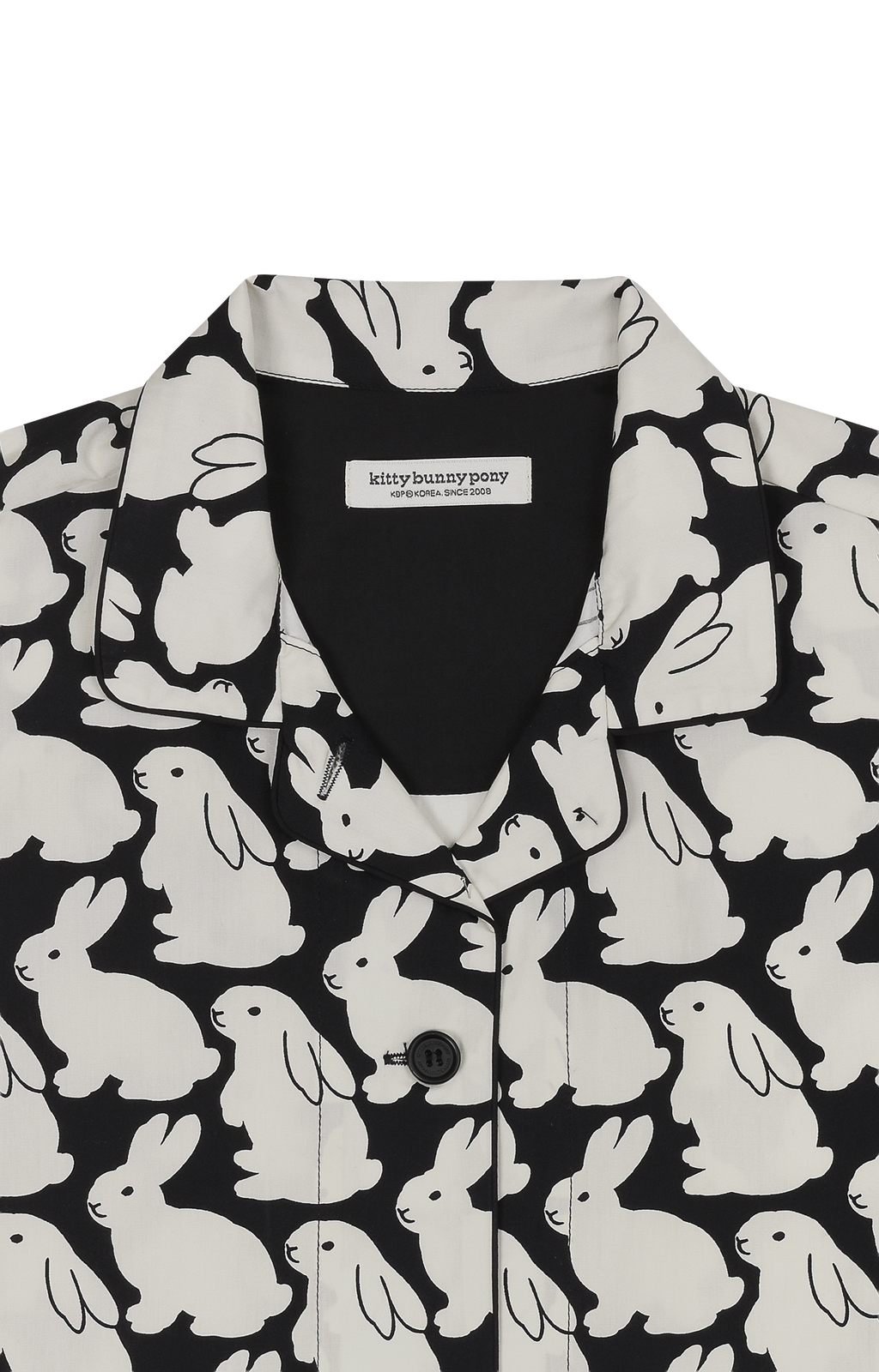 Pajama Set Plain Little Bunnies Short Sleeve Black
