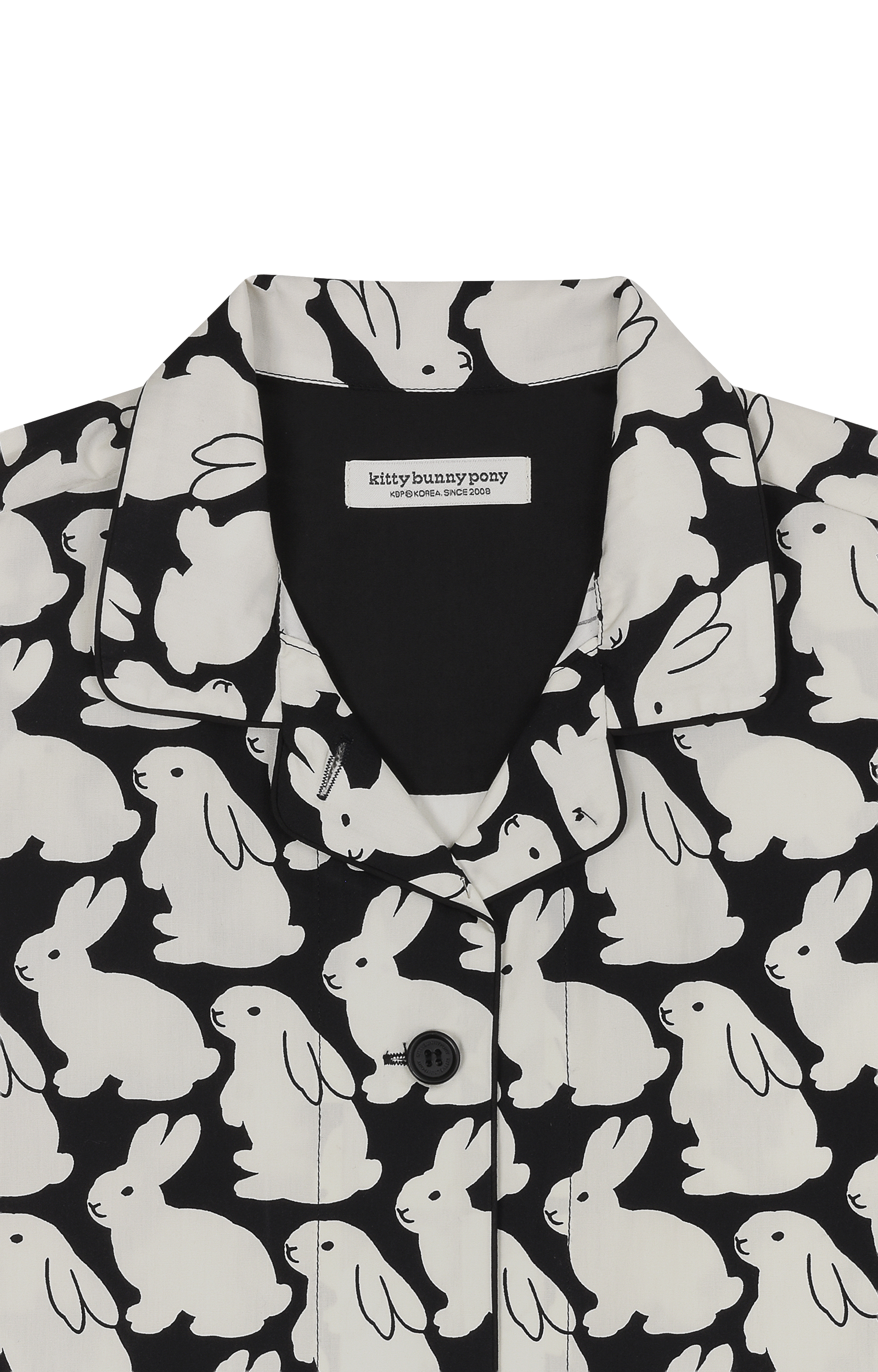 Pajama Set Plain Little Bunnies Short Sleeve Black