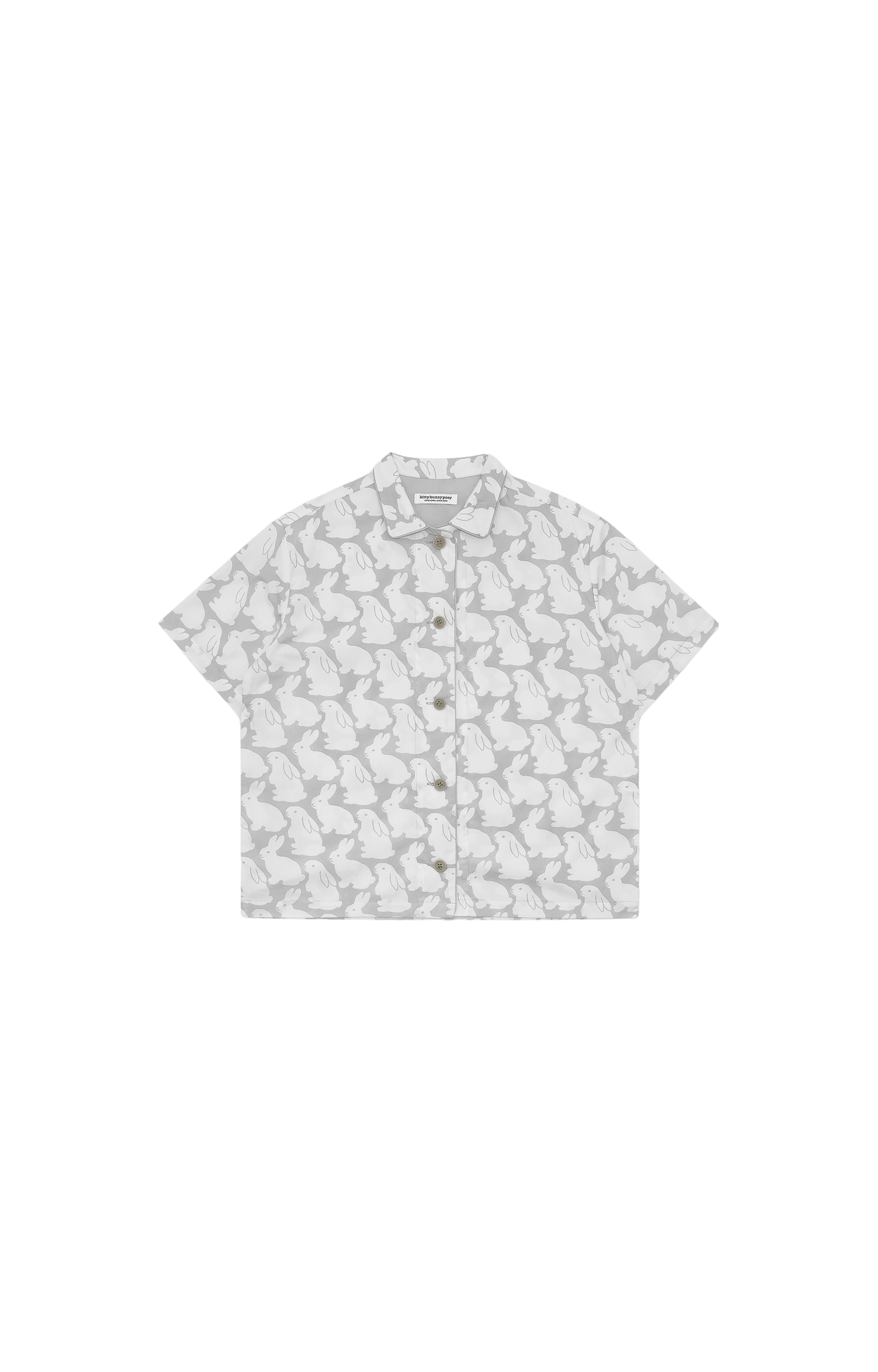Pajama Set Plain Little Bunnies Short Sleeve Grey