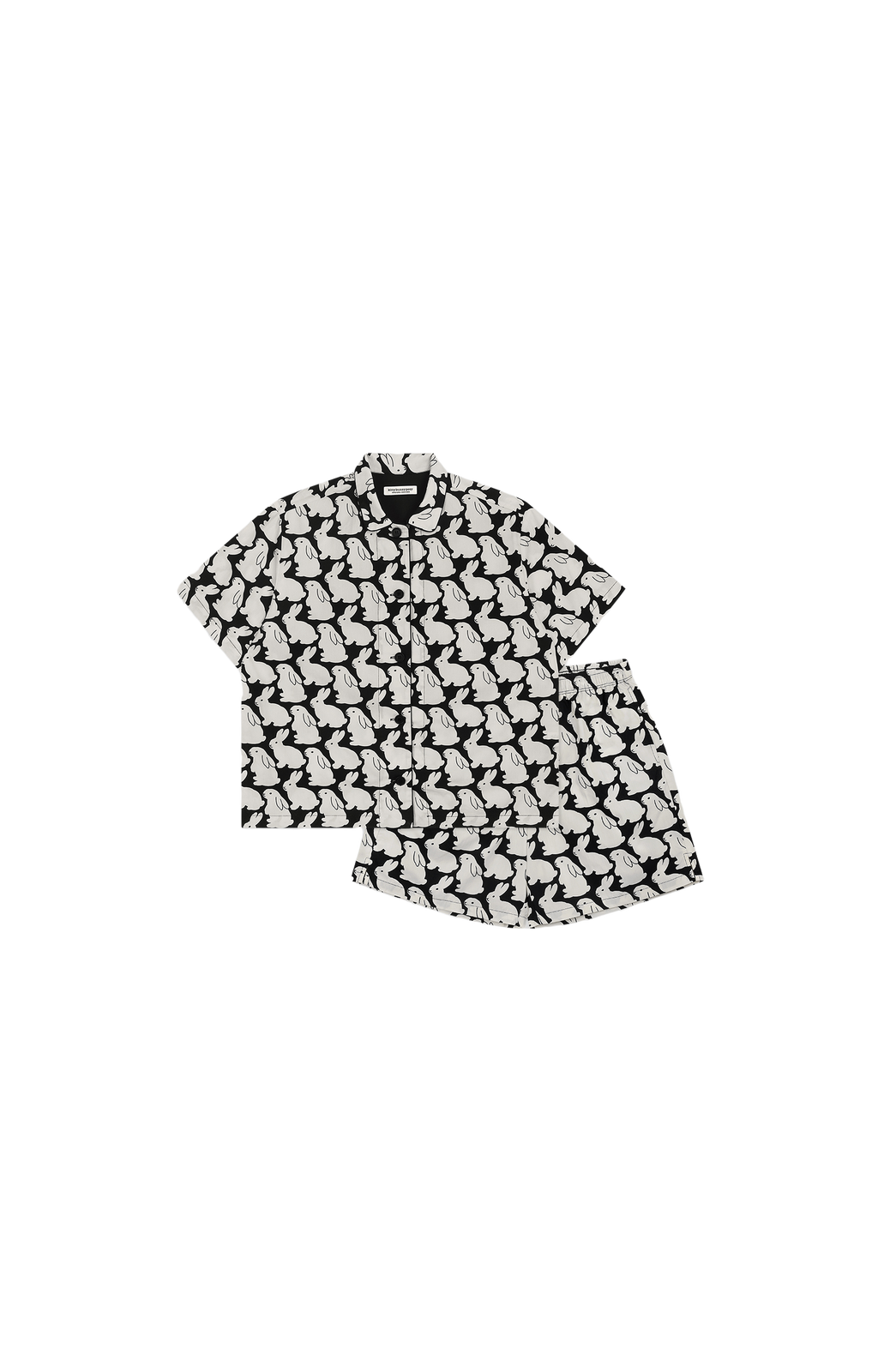 Pajama Set Plain Little Bunnies Short Sleeve Black