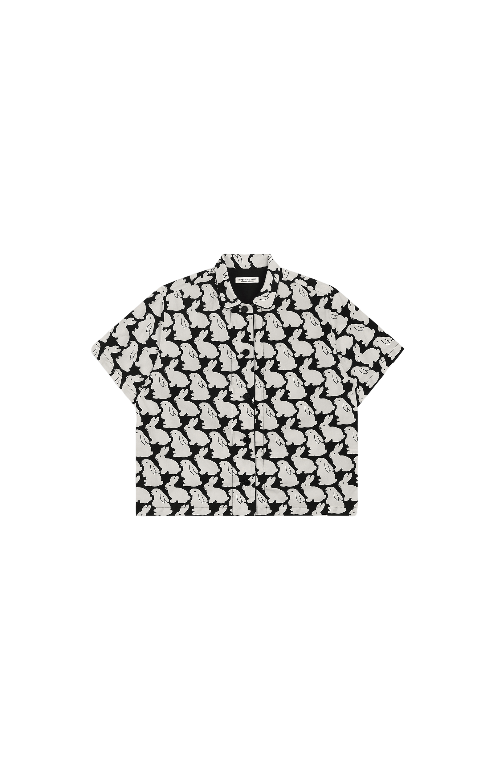 Pajama Set Plain Little Bunnies Short Sleeve Black