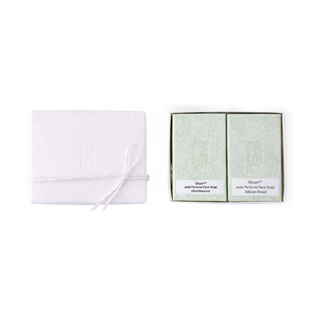 White jade perfume soap duo gift set by Oksan