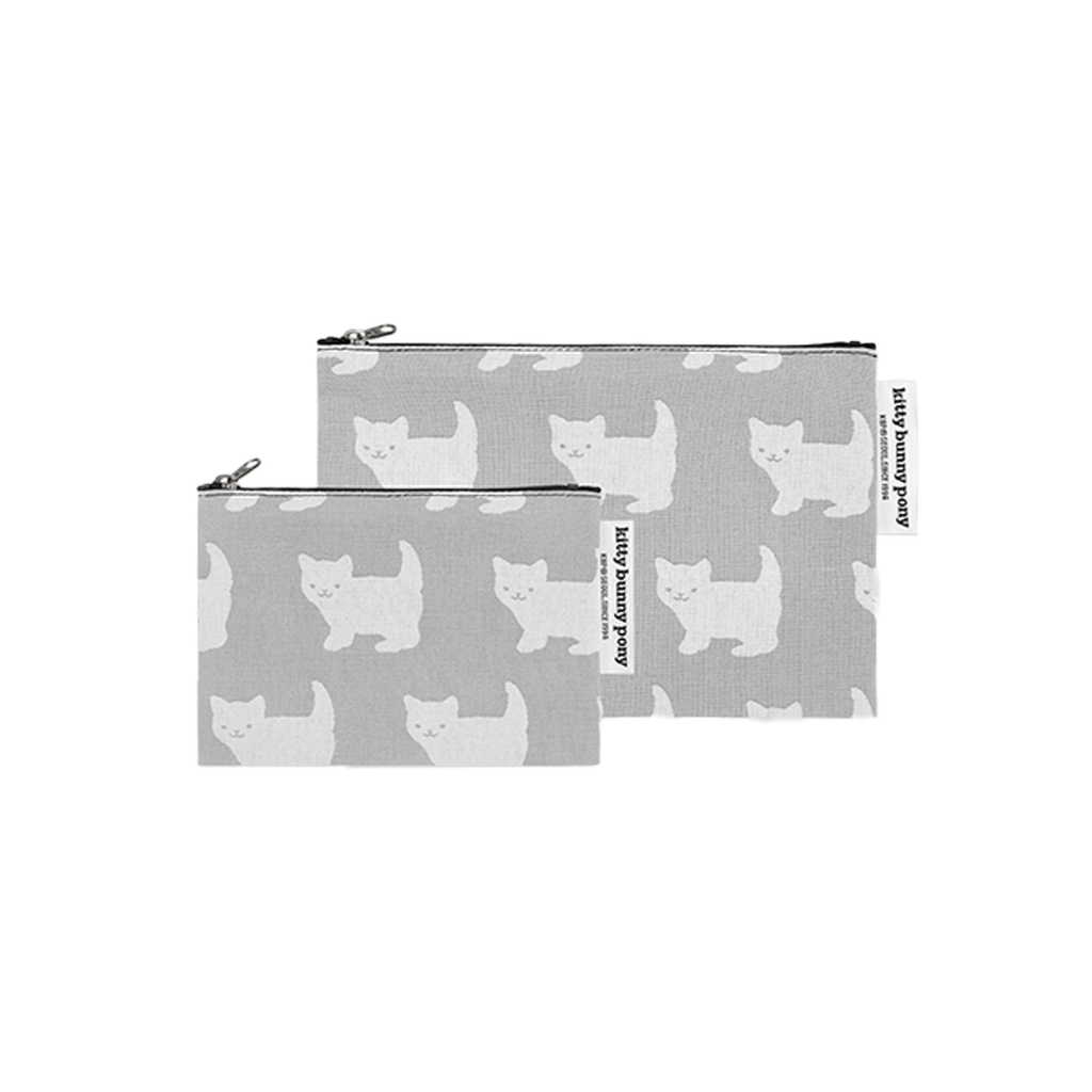 Happy Kitty flat zip pouch by Kitty Bunny Pony