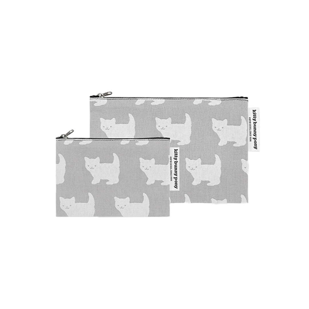 Happy Kitty flat zip pouch by Kitty Bunny Pony