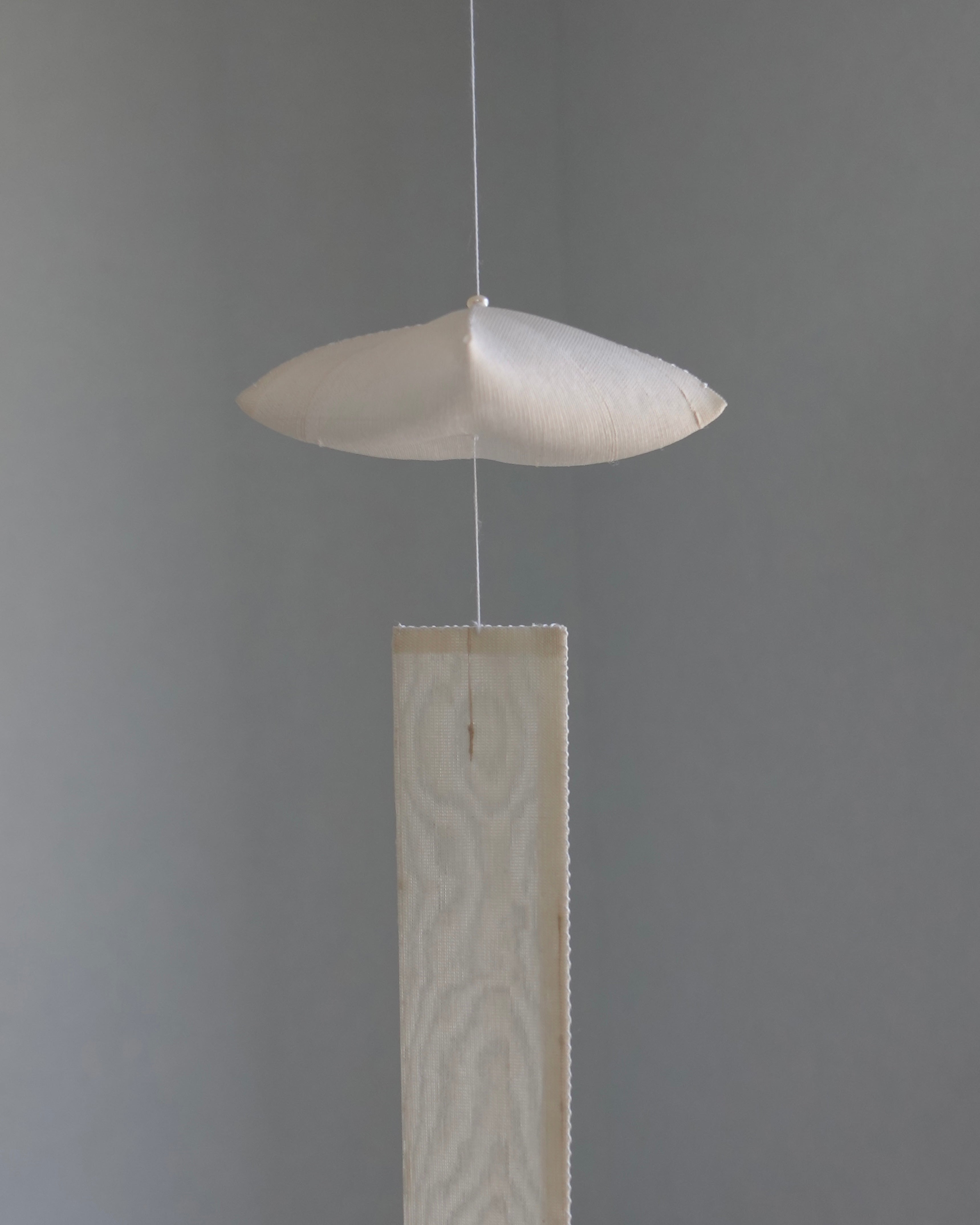 Oksa Silk Mobile by Yuree — hand-stitched sheer Korean oksa silk dome and hanging slat with a freshwater pearl