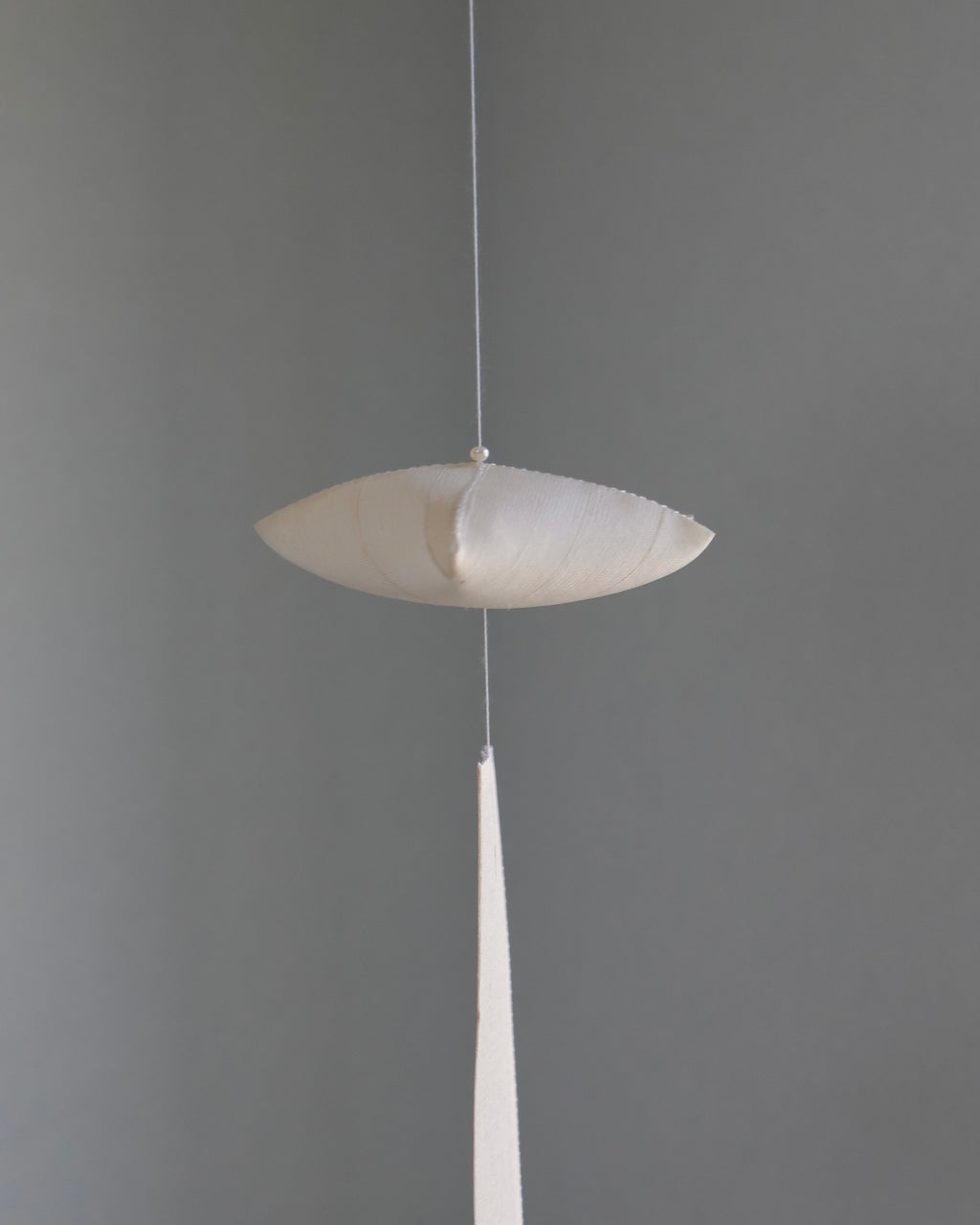 Yuree Oksa Silk Mobile — handwoven translucent silk dome and slat, a hanging mobile