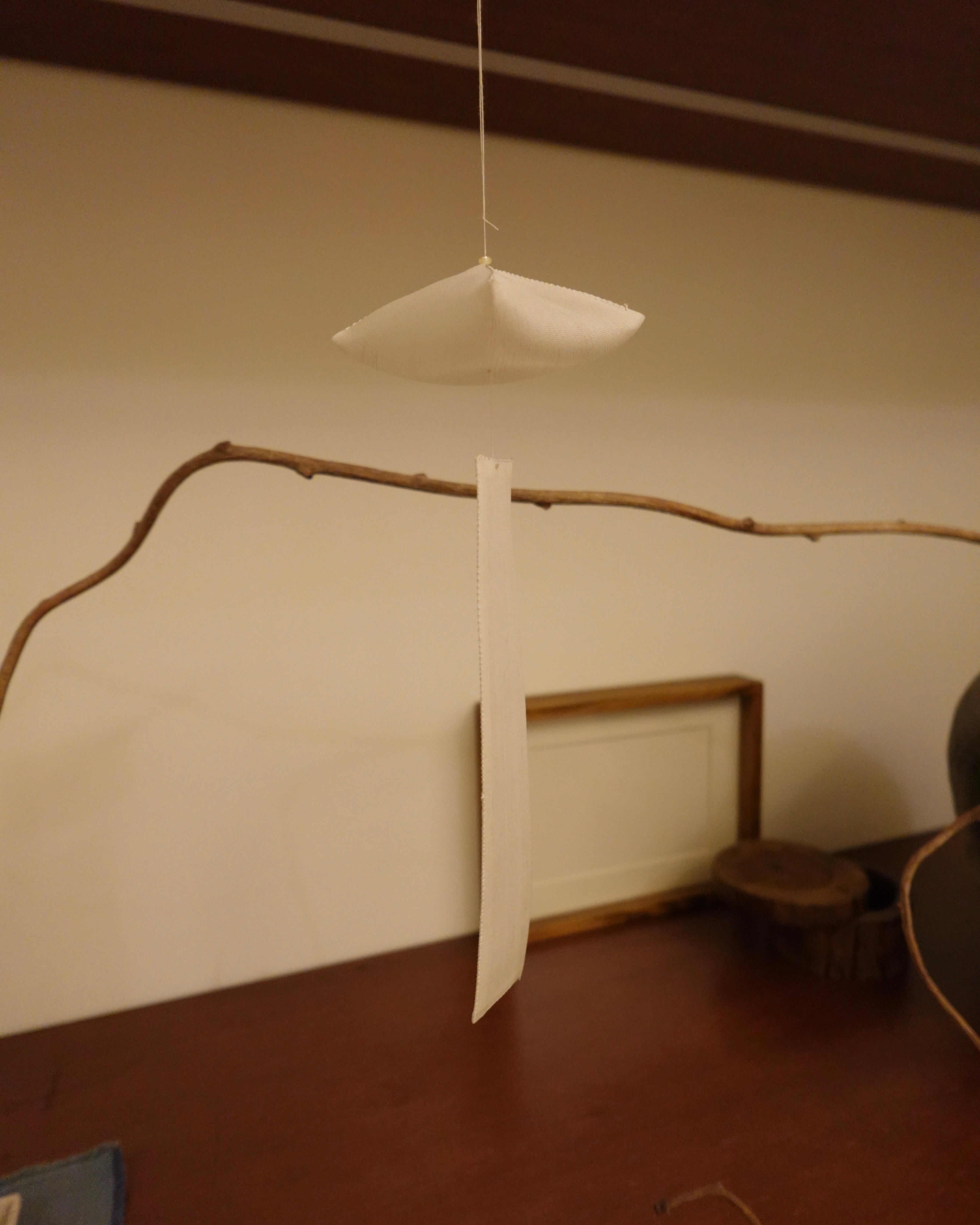 Yuree Oksa Silk Mobile styled in a room, handmade Korean silk hanging decor