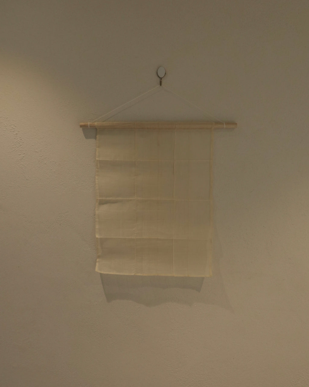 Jogakbo Silk Wall Hanging by Yuree — hand-pieced Korean silk patchwork, 30x40cm with wood dowel
