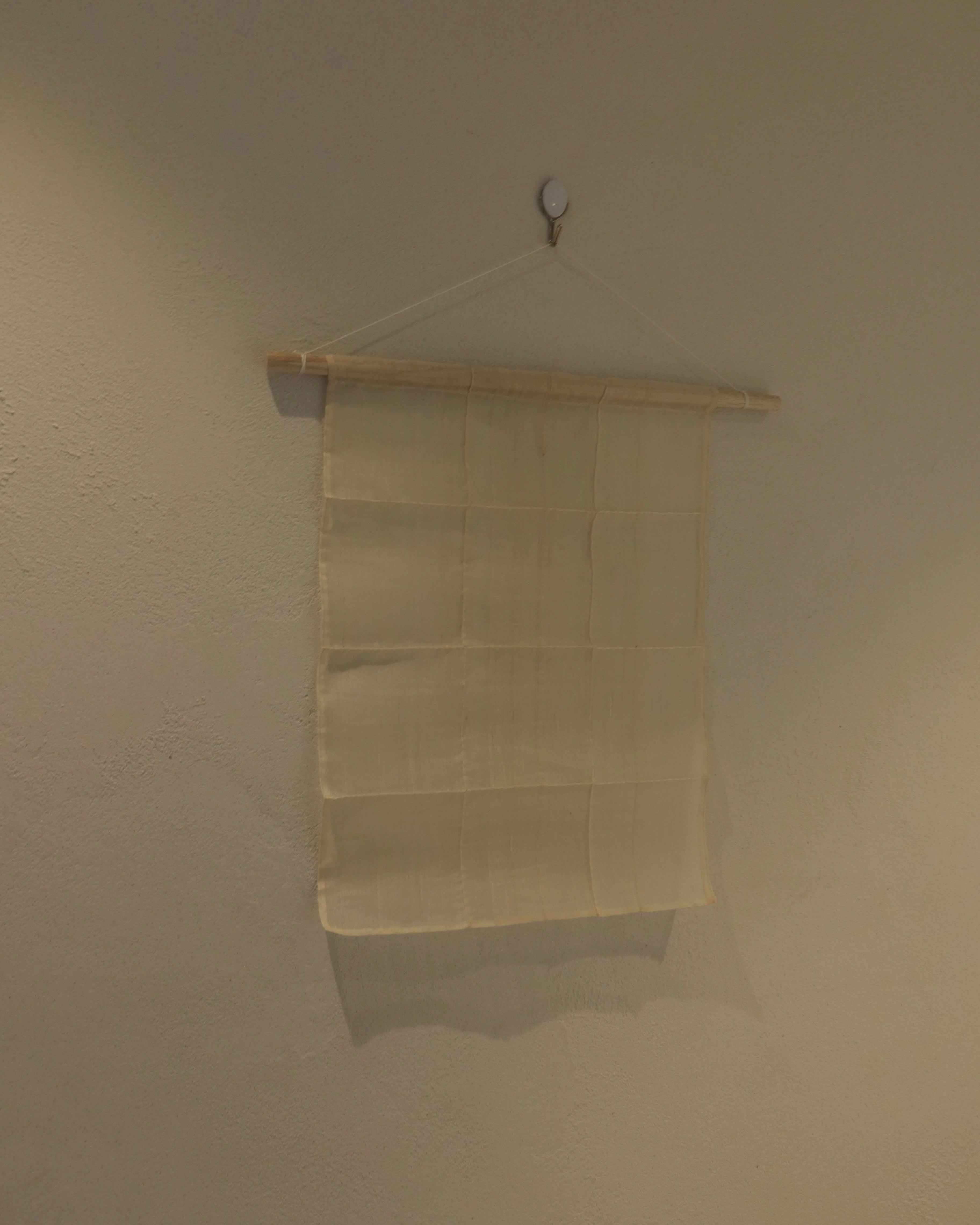 Jogakbo Silk Wall Hanging by Yuree — hand-pieced Korean silk patchwork, 30x40cm with wood dowel