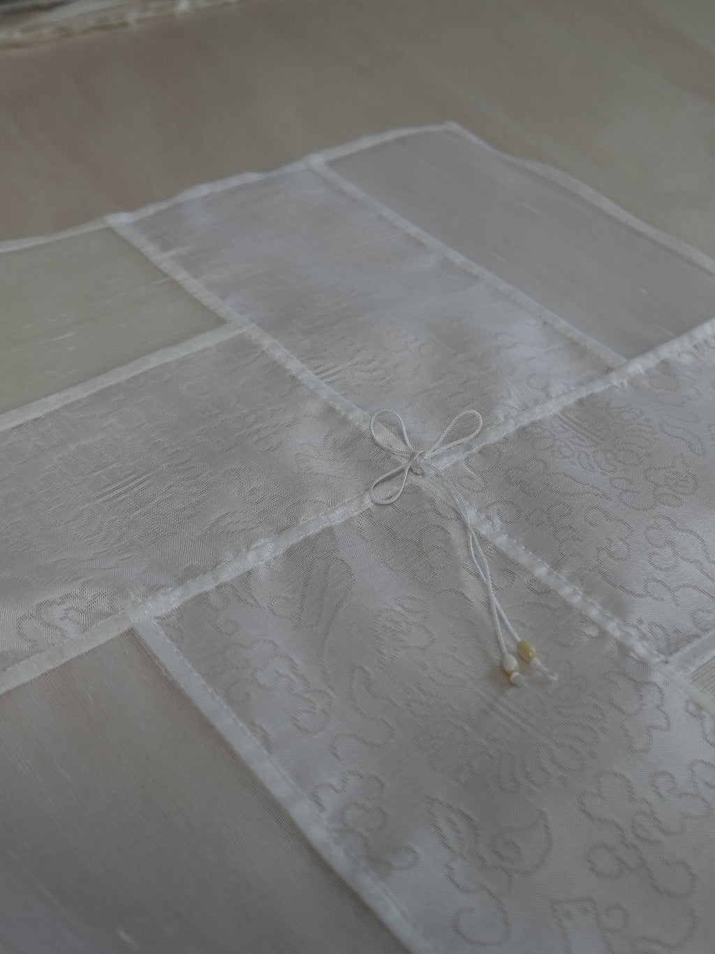 Jogakbo Silk Wall Hanging by Yuree — hand-pieced Korean silk patchwork, 30x40cm with wood dowel
