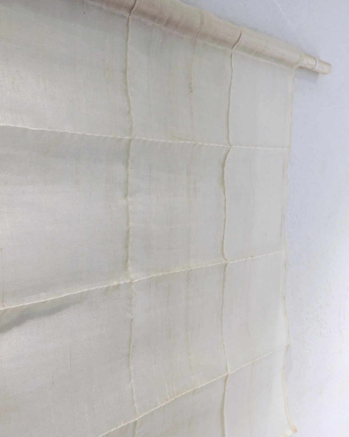 Jogakbo Silk Wall Hanging detail — hand-sewn seams and the slubbed weave of oksa silk