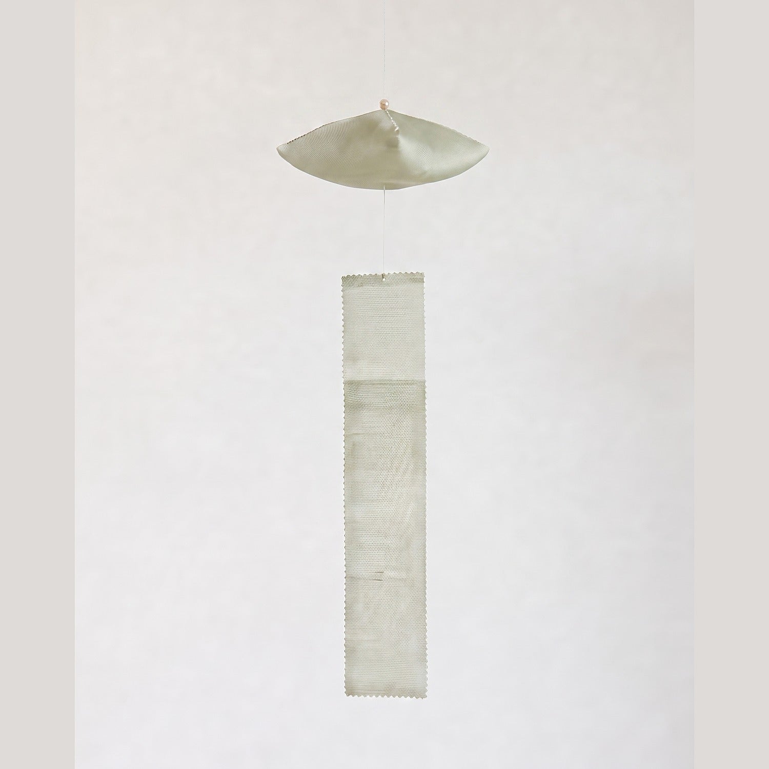 YU:RÉE Oksa Silk Mobile in jade — hand-pieced sheer oksa silk dome and slat with freshwater pearl